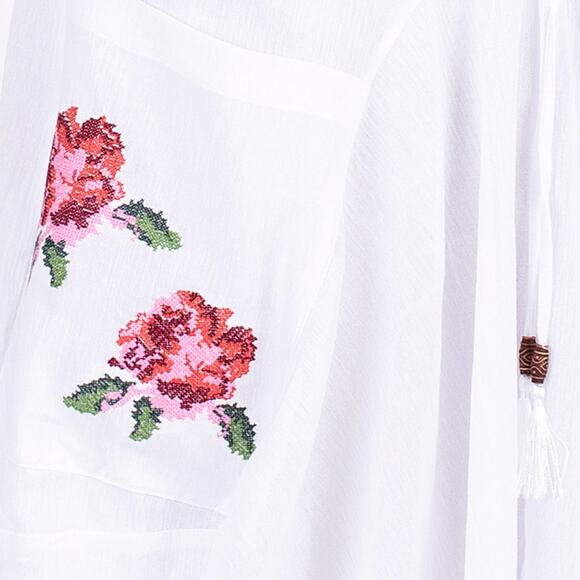 White by Nature Women 100% Cotton Asymmetric Embroidered Pocket Skirt Size S - Picture 5 of 9